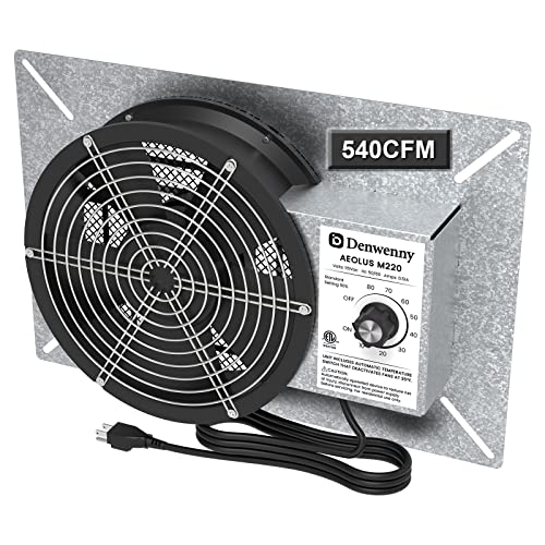 crawl space fan - Denwenny IP55 Grade 540CFM High Flow Crawl Space Ventilation Fans, 8.7Inch with humidistat Dehumidistat, Freeze Protection Thermostat for Crawlspace, Attic, Garage, Basements with Isolation Mesh