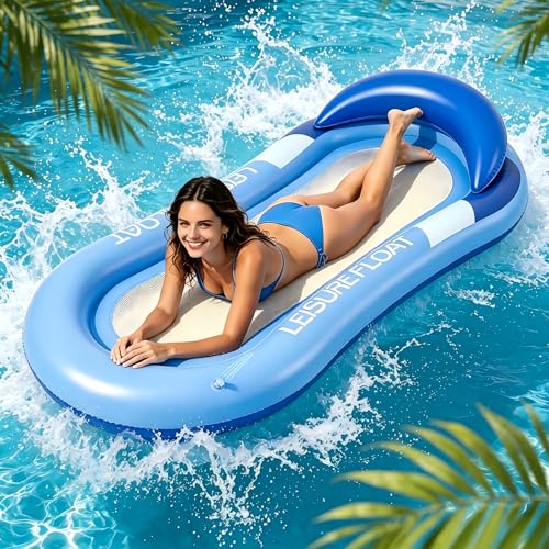 Aufblasbare Wasser Pool Luftmatratze für Erwachsene Schwimmende Pool-Flöße Aufblasbare Pool-Schwimmsitze Wasserhängematte Schwimmhängematte Wasserspielzeug für Erwachsene und Kinder (Blau)