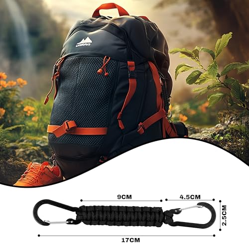 Image of Storite Paracord Keychain - Heavy Duty Dual Clip EDC Key Holder for Travel, Camping, Hiking, Outdoor & Everyday Use (Black)