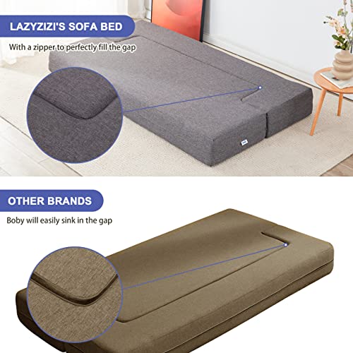 Lazyzizi Floor Sofa Bed, Fold Out Couch Bed With 2 Pillows & Washable Cover Convertible Sleeper Folding Sofa Bed Mattress For Living Room, Guest Bed, Playroom 8Inches Twin #TOP3