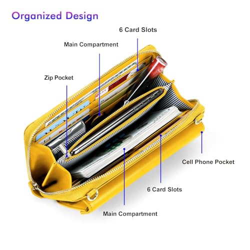 Image of nuoku Small Purse for Women, RFID Blocking Wristlet Wallet, Crossbody Clutch with Cell Phone Pocket