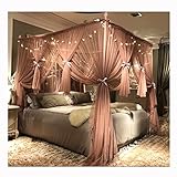 Genérico Cortinas de Cama de Tela, Malla Protectora, Dosel, Red de blindaje, tamaño King, Queen, tamaño Twin, Carpas recubiertas de radiación, Dosel de Cama de Encaje marrón, mosquitera, decoración r