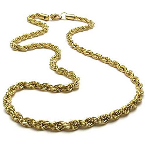 Collier chaîne corde homme or 5mm acier inoxydable idée cadeau