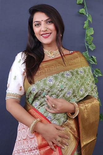 SGF11 green kanjivaram silk saree in soft silk – image 5
