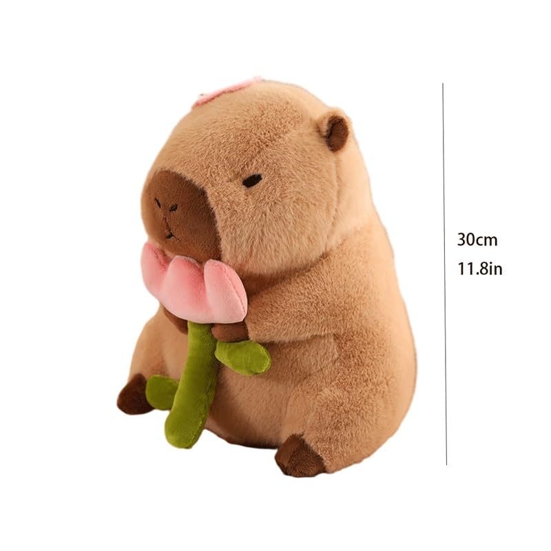 INVENOL Capybara Plush Toy Pillow with Soft Rose Capybara Stuffed Animal (11.8in)