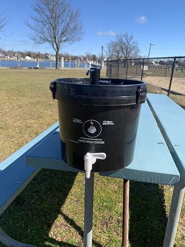 On The Spot Solutions Portable Hand Washing Station -Compact Design with Soap Dispenser - Portable Hand Wash Station for Outdoor, Events, Sports, Travel, Beach and Construction Use (Black 2.5 Gallon)