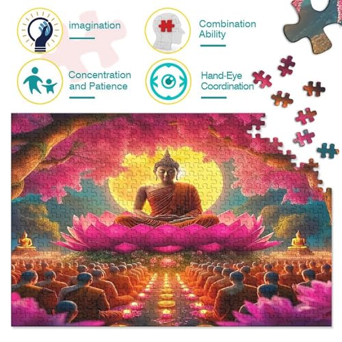 Puzzle para adultos de 1000 piezas: Buda zen sobre loto, un rompecabezas de 70x50 cm 3