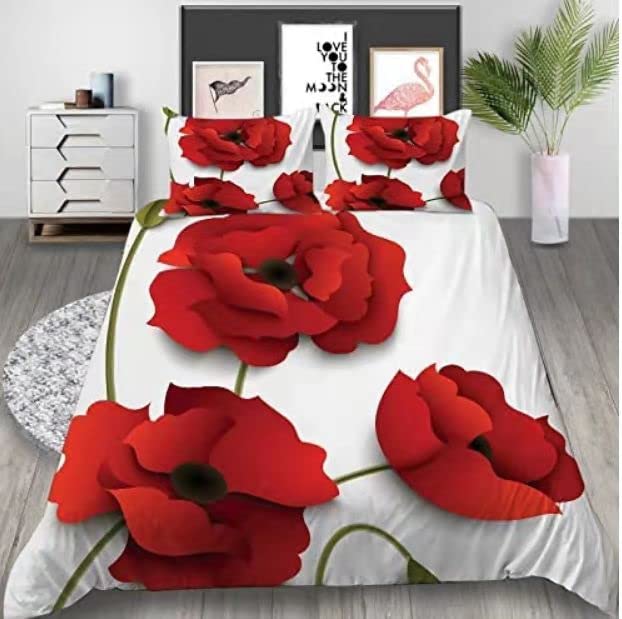 LUYAPOND Beddengoedset met oranje mandala, bloemen, luxe zachte microvezel beddengoedset voor kinderen, tieners en volwassenen, 1 dekbedovertrek van 200 x 200 cm met ritssluiting en 2 kussenslopen van