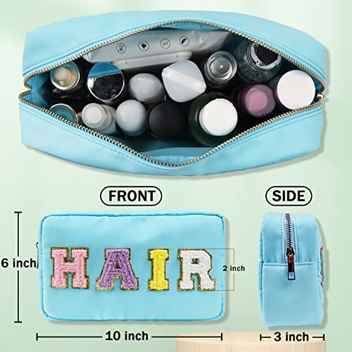 Nylon Zipper Waterproof Preppy Makeup Organizer Bag Set - Cosmetic Stuff Pouch For Women Travel Organization Outdoor With Chenille Letter Patches - 4 Pcak #TOP2