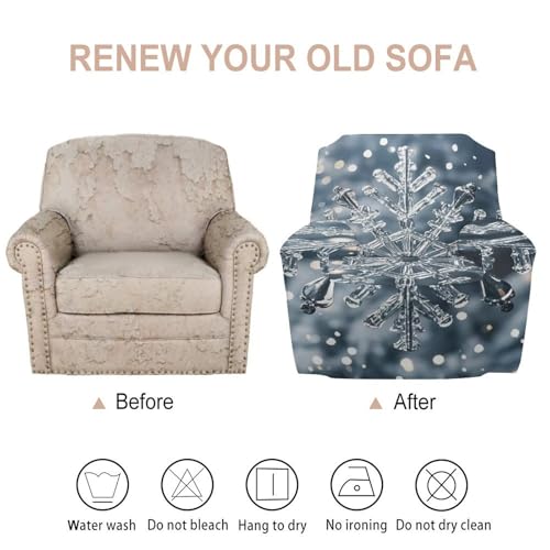 Housse de canapé extensible flocon de neige pour fauteuil 81-119 cm - 4