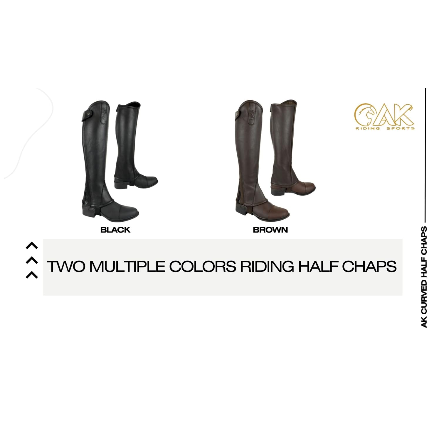 AK Curvo Zip Pieno Fiore Vera Pelle Equitazione Mezzo Chaps