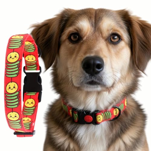 Image of Lana Paws Nimbu Mirchi, Nazar Na Lage, Evil Eye Fabric Dog Collar Belt for Large Dogs