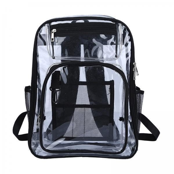 2xTransparent Backpack 2 Way Zip Reinforced Strap Durable for Sports Men Black | Clothing, Shoes & Accessories | Womens Handbags & Bags-image-34