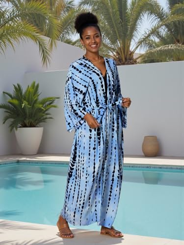 Image of Women's Kimono Cover Up Long Beach Dress Swimsuit Cover Ups Colorful Cardigan Lightweight Robe for Swimwear