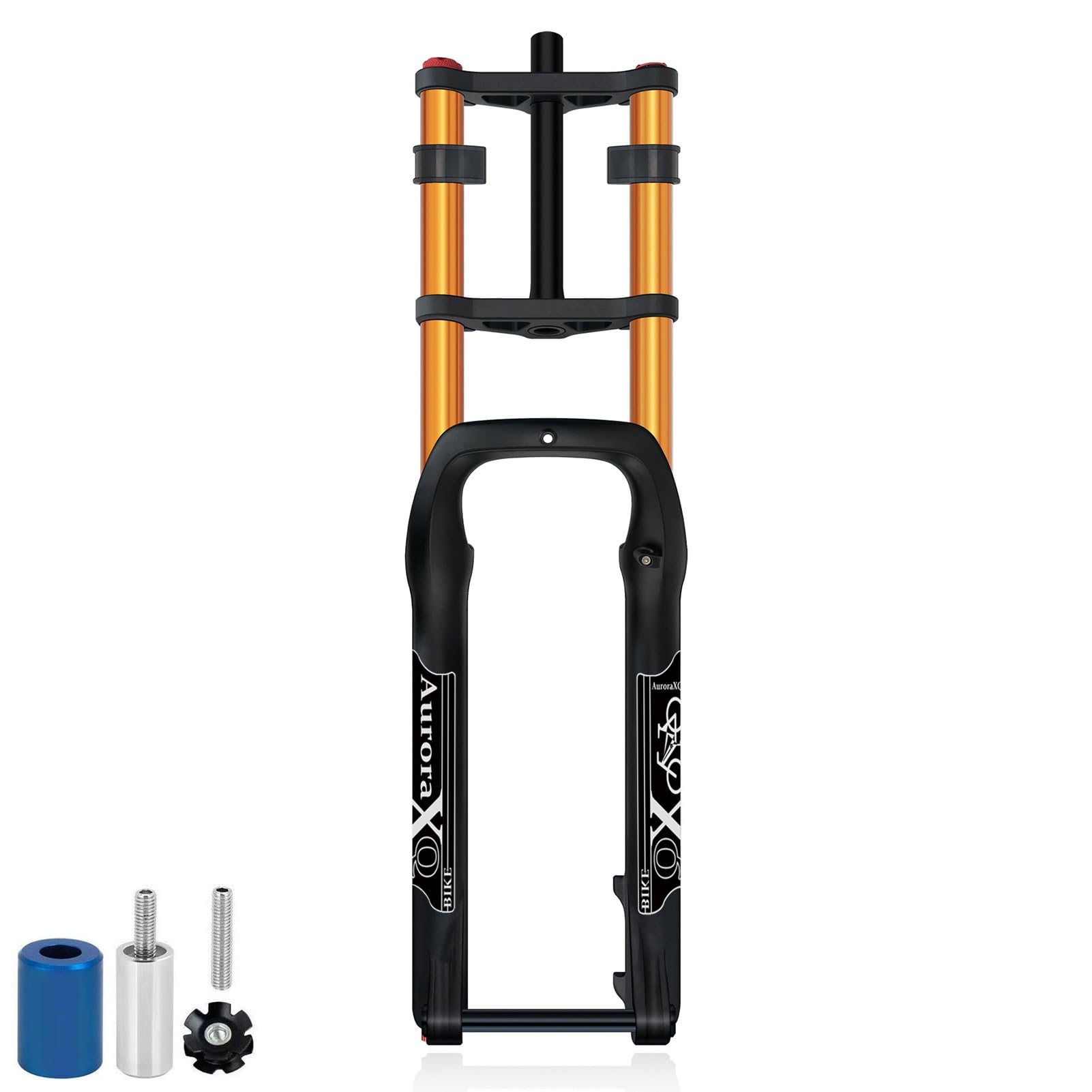 WIQUYBML AuroraXQ 26 Inch 4.0 Fat Tire E-Bike Air Suspension Fork 190mm Travel, 15x135mm Thru Axle Mountain Bike Double Shoulder Front Forks for Snow Beach Electric Bicycle(Gold)