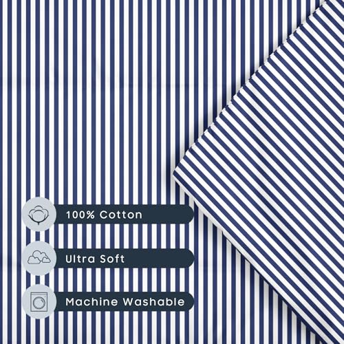 Image of Wake In Cloud - Cot Nap Mat with Pillow and Blanket, 100% Cotton Fabric, for Toddler Kids Boys Girls Ages 3 Plus in Daycare Kindergarten Preschool, Ticking Stripes