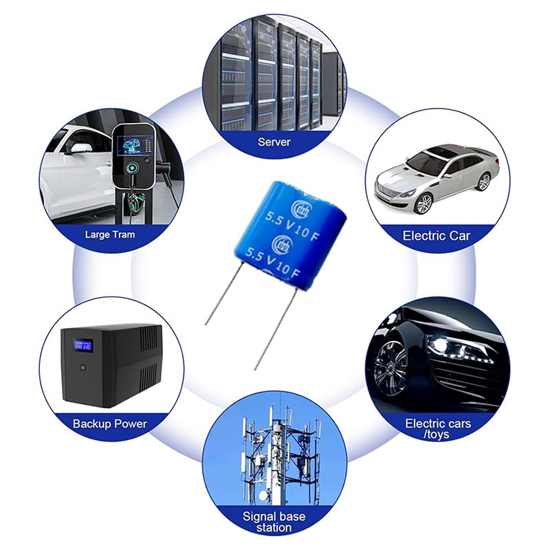 10 Pieces 13x26x27 mm(0.51x1.02x1.06 inch) Supercapacitor 5.5V 10F Dual Layer Capacitor Wirewound Energy Storage Suitable for Car Recorder, Toys, etc.