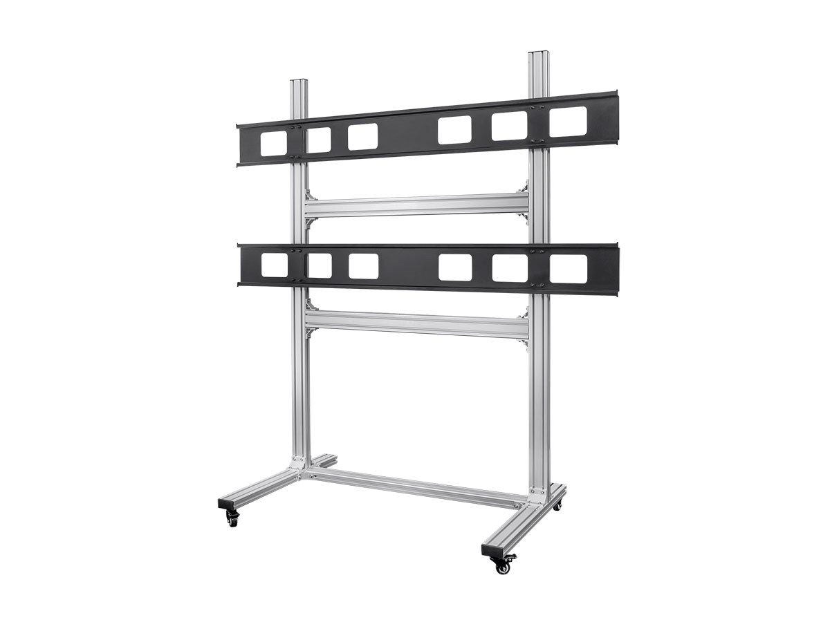 Monoprice 2x2 Video Wall Mount Bracket System Rolling Display Cart with Micro Adjustment Arms - for TVs 32in to 55in, Max Weight 100 Lbs Per Display, VESA Patterns Up to 600x400 - Commercial Series