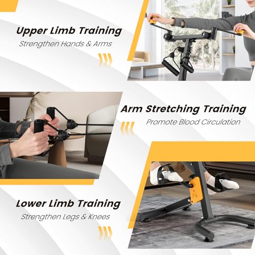 Image of Goplus Foldable Pedal Exerciser for Seniors, Hand Arm Leg Knee Physical Therapy Exercise Bike w /Adjustable Height, Handgrip, Resistance Band, Recovery Home Workout Equipment for Elderly