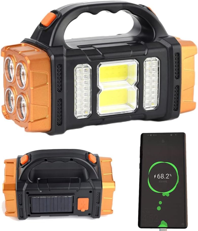 Image of Care 4 Multifunctional Solar Waterproof LED COB Flashlight | Portable & USB Charging Twin Bulb Torch for Emergency Outdoor Camping Hiking