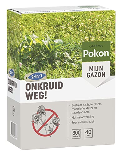 Pokon Onkruid Weg! - Onkruidbestrijder Gazon - Speciaal voor onkruid in het gras - Voor 40 m2-800gr