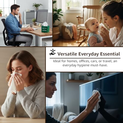 Image of Amazon brand- Amazon Basics 2-Ply Facial Tissue paper 320 pulls | 80 pulls x Pack of 4| Soft & Gentle| Chemical-Free
