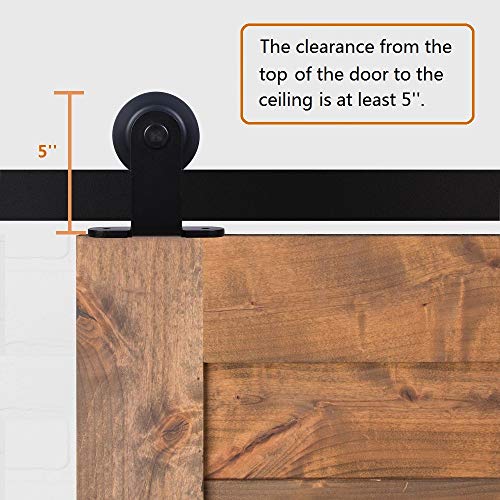 Image of CCJH 8.2FT Sliding Barn Door Hardware Kit, Heavy Duty, Smoothly and Silently, Easy to Install, Fit 24.6 inch Width Double Door Panel, T-Shaped Style Black
