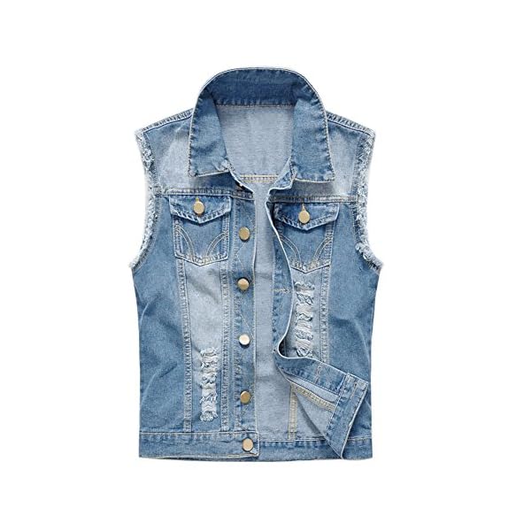Mannen Claasic Slim Vernietigd Mouwloos Denim Vest Casual Jeans Gilet Jas Zakken Cowboy Vest Uitloper