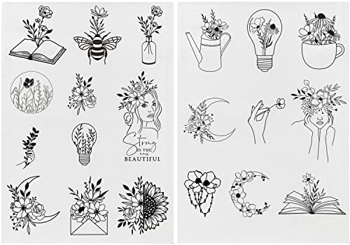 20 Pcs Hand Sewing Stabilizers,Water Soluble Stabilizer,Stick and Stitch Self Adhesive Adhesive Wash Away Stabilizer with Pre-Printed Flower Patterns for Embroidery Hand Sewing Lover Beginners