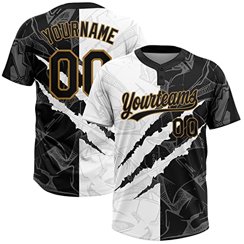 Personalized Graffiti Softball Jersey Custom Novelty Scratch Hip Hop Shirt Stitched Summer Pullover Tees, Add Your Text Gold Name Number 3D-Pattern Design Team Uniforms for Men Women Boys Girls