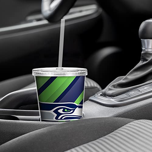 Image of Rico Industries NFL Football 16oz Clear Tumbler W /Straw for NFL Fans