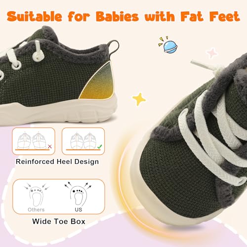 FEETCITY Toddler Boys Shoes Kids Slip on Sneakers Baby Walking Shoes Toddler Tennis Shoes DarkGreen2
