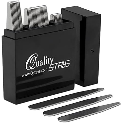 Metal Collar Stays for Men – Set of 40 Dress Shirt Collar Stays for Men, 3 Sizes in a Divided Box by Quality Stays Cover