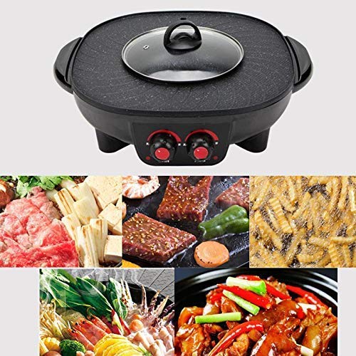 Shelzi BBQ Hot Pot Non-Stick Pan Full-Function Powerful Stove Grill Double Burner Smokeless Round Baking Electric Multi-Function Pot Kitchen and... - Image 3