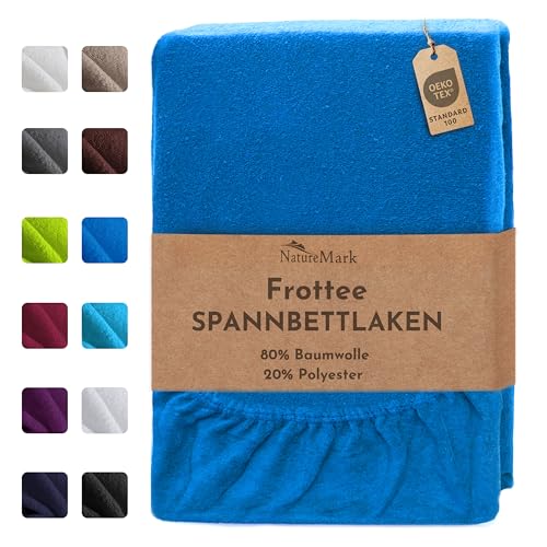 NatureMark Frottee Spannbettlaken – Weich und atmungsaktiv, hautfreundlich, praktisch & pflegeleicht, langlebig und strapazierfähig, 80% Baumwolle & 20% Polyester, 140x200-160x200 cm, Royal Blau