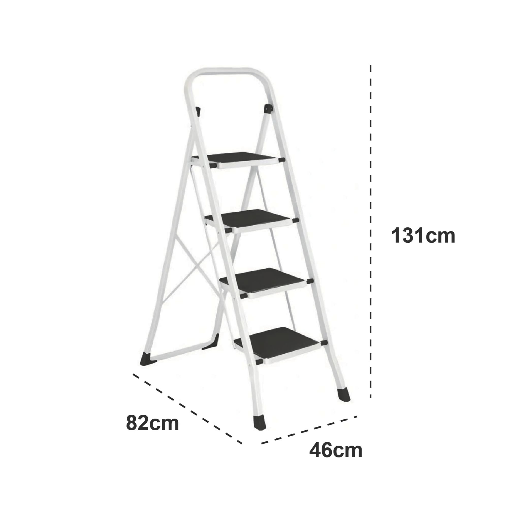 Escalera Plegable 4 Peldaños Profesional XL | Acero Reforzado Tubo Cuadrado Premium | Peldaños Extra Anchos Antideslizantes | Máxima Estabilidad para Almacén y Hogar | Altura 97cm