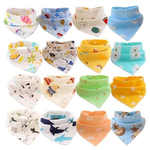 SLOSH 16 Baberos Bebe Bandanas Bufanda Toalla Drool Tela Bebé Niña Niño Recien Nacido Algodon Dentición Unisex (16pcs Unisex)