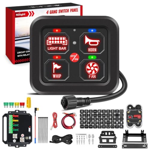 Nilight 4 Gang Switch Panel Red 12V 24V Circuit Control Relay System