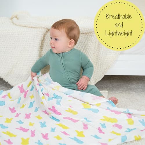 Image of LollyBanks Swaddle Blanket, 100% Cotton Muslin Swaddle Blankets, Neutral Swaddle Blanket 47 x 47 Inches, Baby Blanket for Boys and Girls, Baby Essentials, Registry (Easter Print)