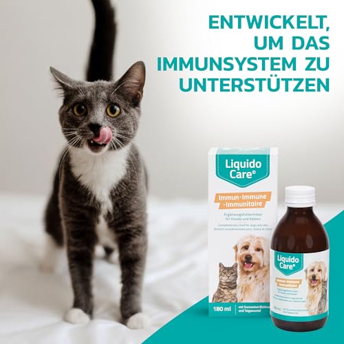 Liquidocare Immun 180 ml – Ergänzungsfuttermittel für Hunde & Katzen – Flüssiges Tonikum zur Stärkung des Immunsystems – mit Sonnenhut & Taigawurzel, frei von Konservierungsstoffen