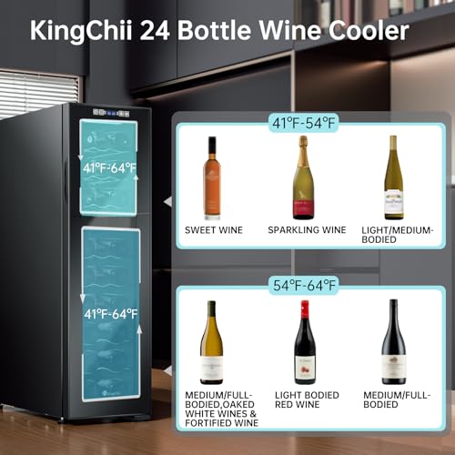 KingChii JC-71WD 24-Bottle Dual-Zone Freestanding Fridge