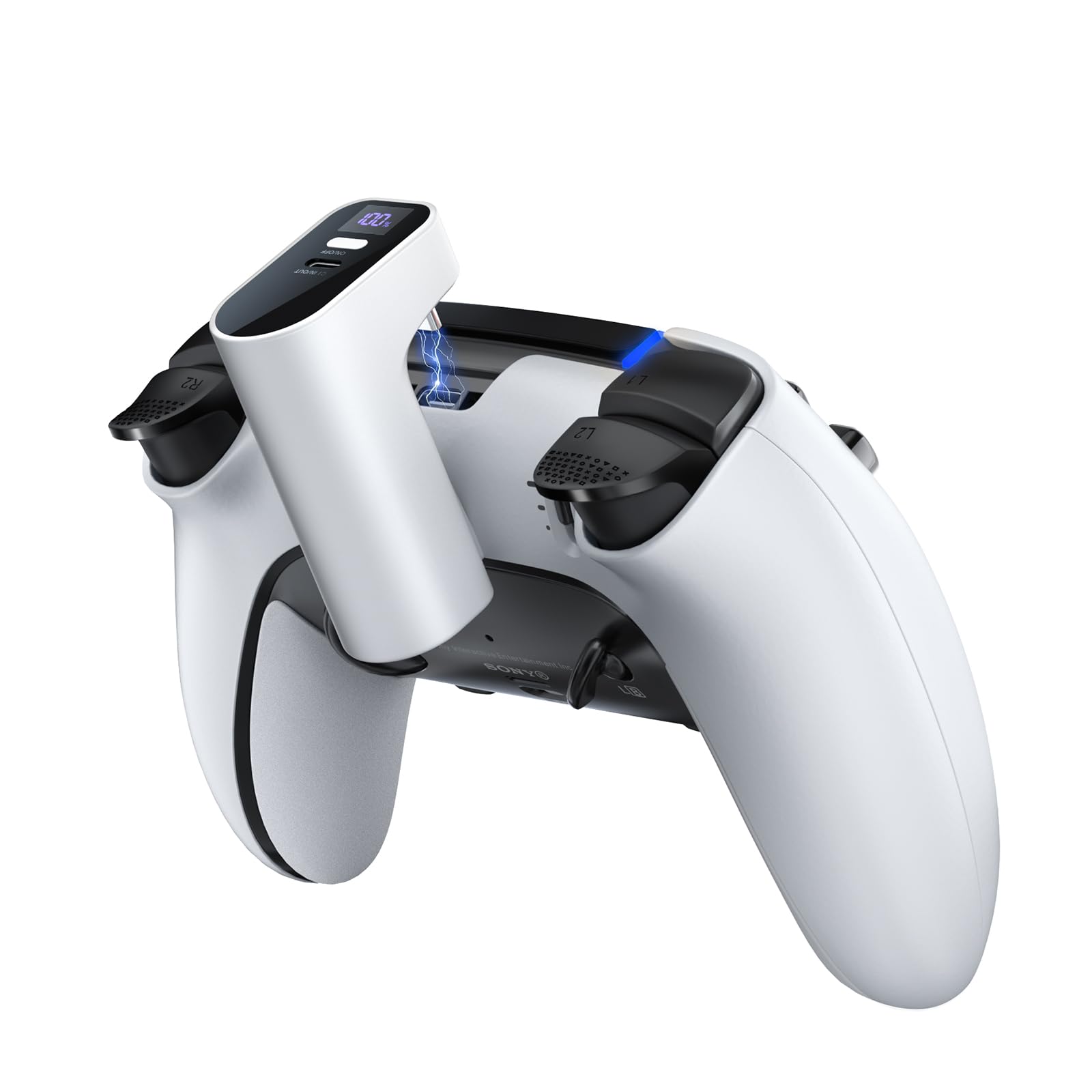 LVFAN PS5 Wireless-Controller-Ladegerät, 2000-mAh-Akku mit digitaler LED-Ladeanzeige, tragbare Powerbank für PS5-Controller und PS5 Edge-Controller