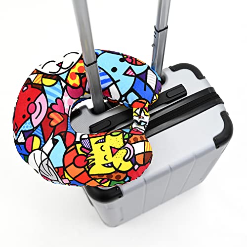 Almohada de viaje espuma viscoelástica azul semicircular miniatura 6
