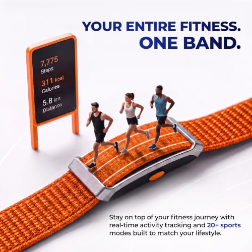 Image of Alti FIT+ Smart Health and Fitness Band-| Nutrition Logging | Activity Tracker with Heart Rate, HRV, Sleep Analysis, Stress Monitoring | 45+ Days Battery |No Subscription, Orange