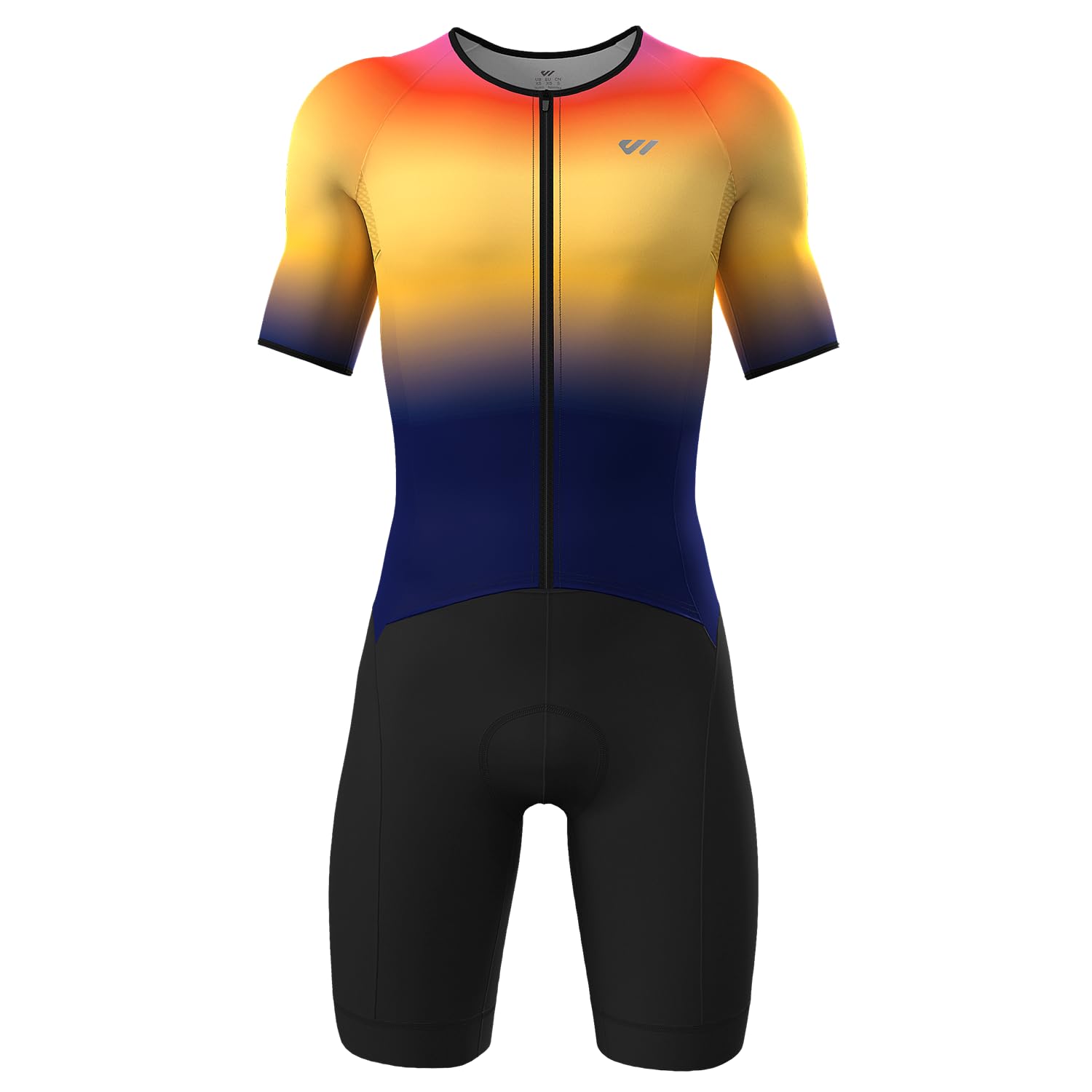 Lo.gas Męski strój triatlonowy Pro Trisuit z krótkim rękawem na wyścigi Ironman i triathlon – wysokiej jakości strój triatlonowy dla mężczyzn, pomarańczowy 1, L