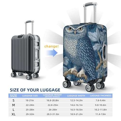 Owl Perched On Branch Elastic Travel Luggage Covers Dustproof Scratch-Resistant Suitcase Protector Fit 22-24 Inch4
