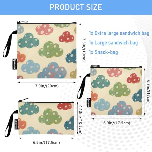 Pack de 3 Bolsas Reutilizables para Snack Colorful Clouds miniatura 3