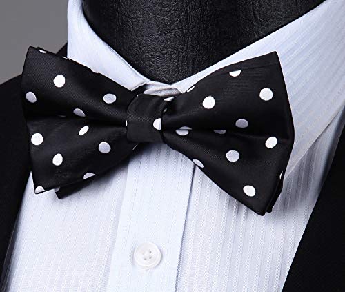 Image of HISDERN Bow Ties for Men Pretied Bowties Classic Formal Business Bow Tie Adjustable Tuxedo Bowtie for Wedding Party