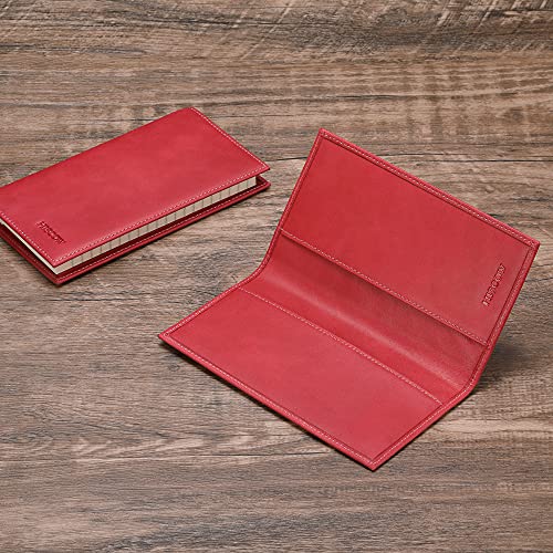 Image of HISCOW Minimalist Checkbook Cover - Full Grain Leather, Vintage Red, One Size, Minimalist