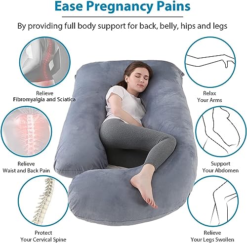 Image of Pregnancy Pillows for Women Sleeping U Shaped Full Body Maternity Pillow with Removable Cover Maternity Support - for Back, HIPS, Legs, Belly for Pregnant Women